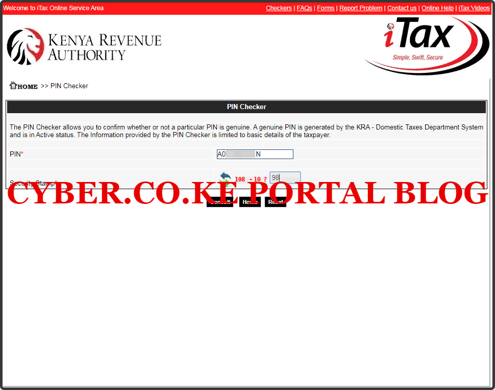enter kra pin number in the kra tax obligation checker