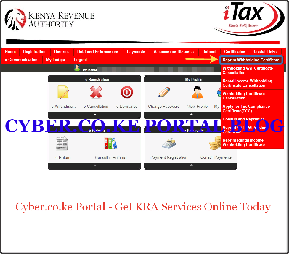 click on reprint withholding certificate