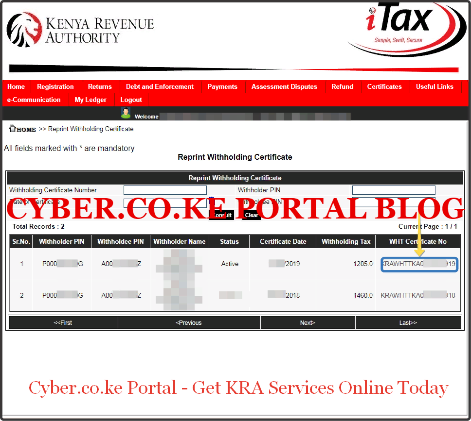 reprint withholding certificate