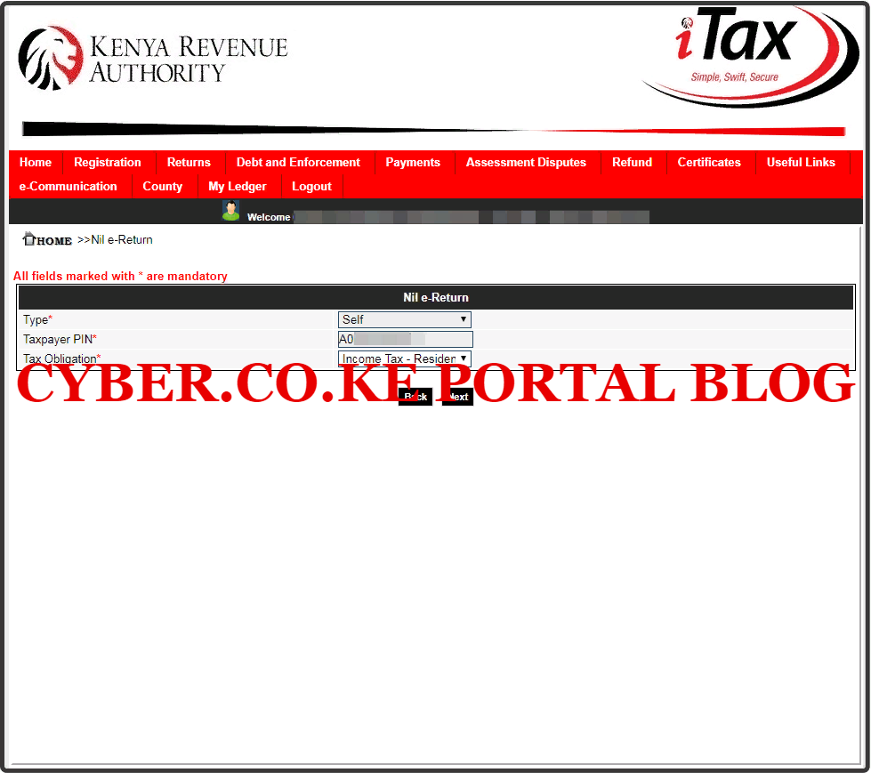 select kra income tax obligation