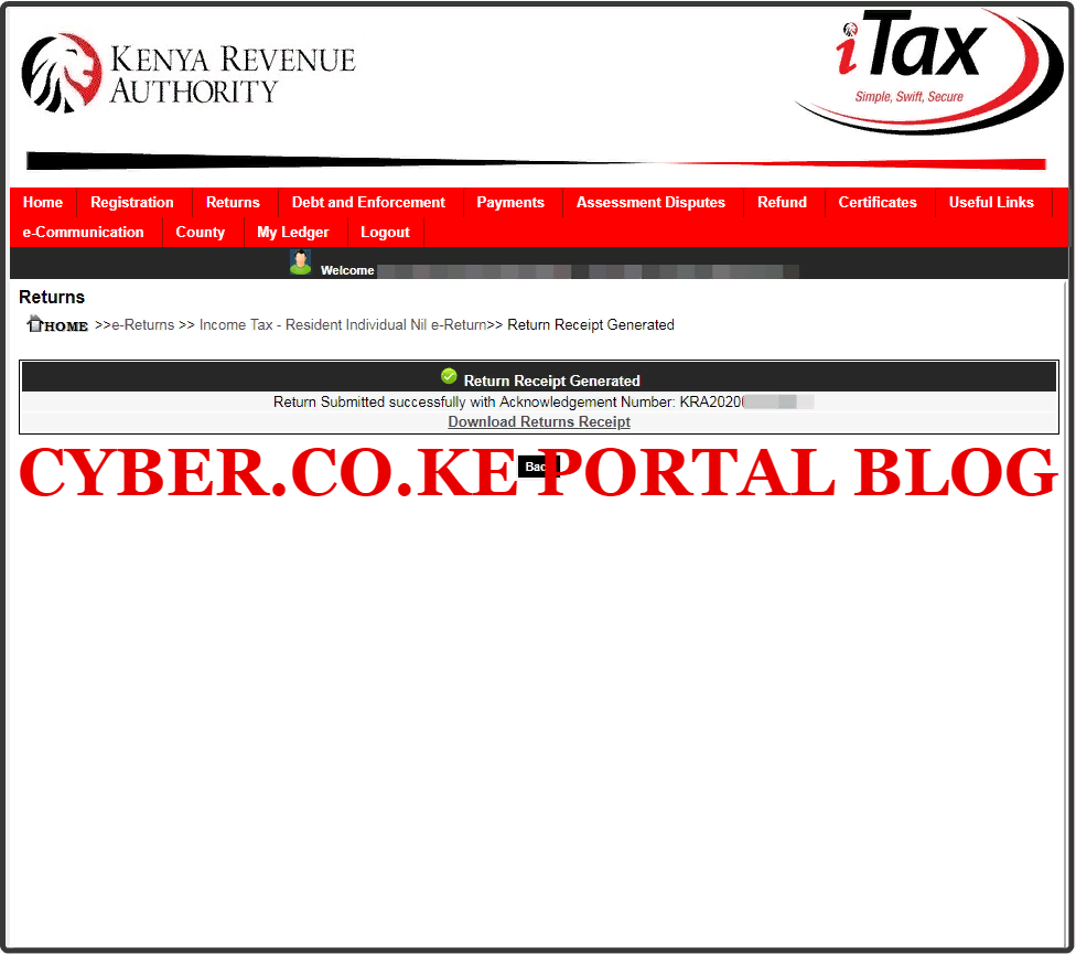 download kra tax returns acknowledgement receipt