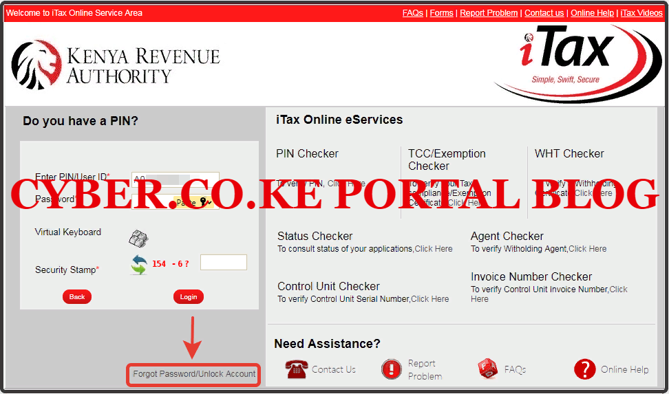 step 3: how to recover kra password using kra portal - click on forgot password