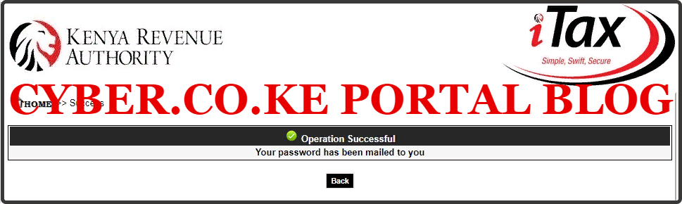 your kra password has been mailed to you