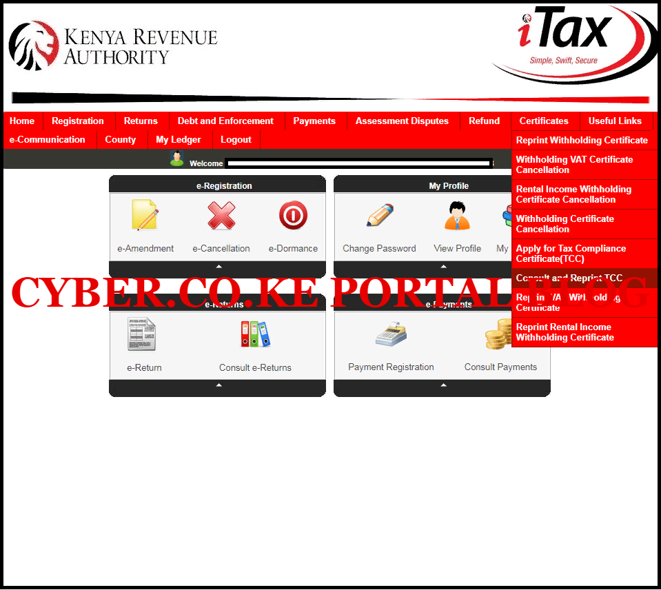 Click On Certificates Then Consult And Reprint Tax Compliance Certificate PDF