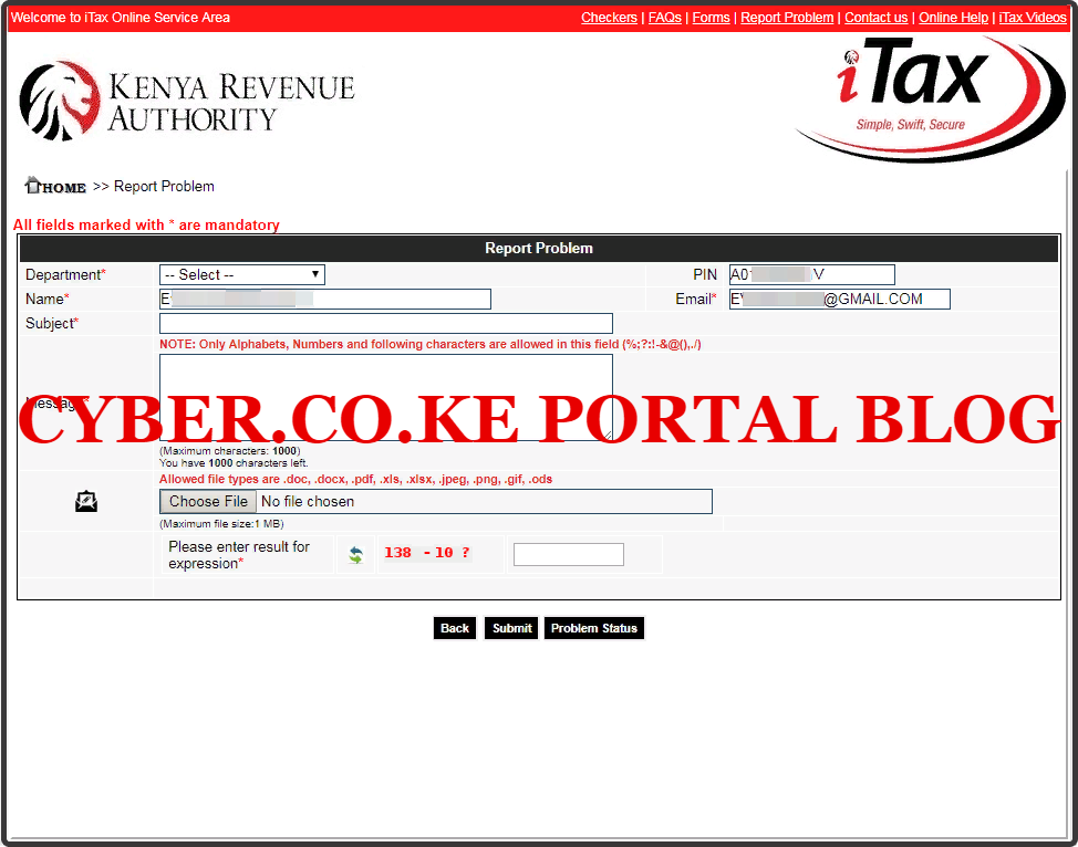 Enter Your KRA PIN Number In The PIN Section