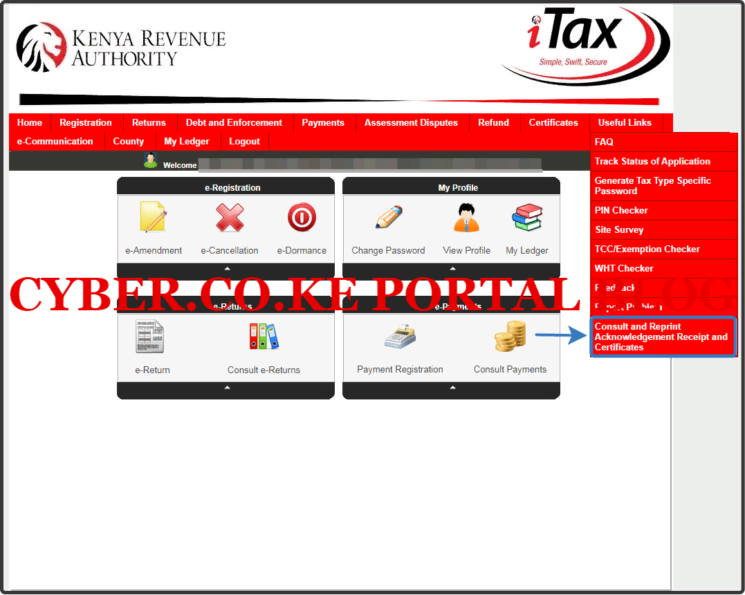 click on consult kra return receipt