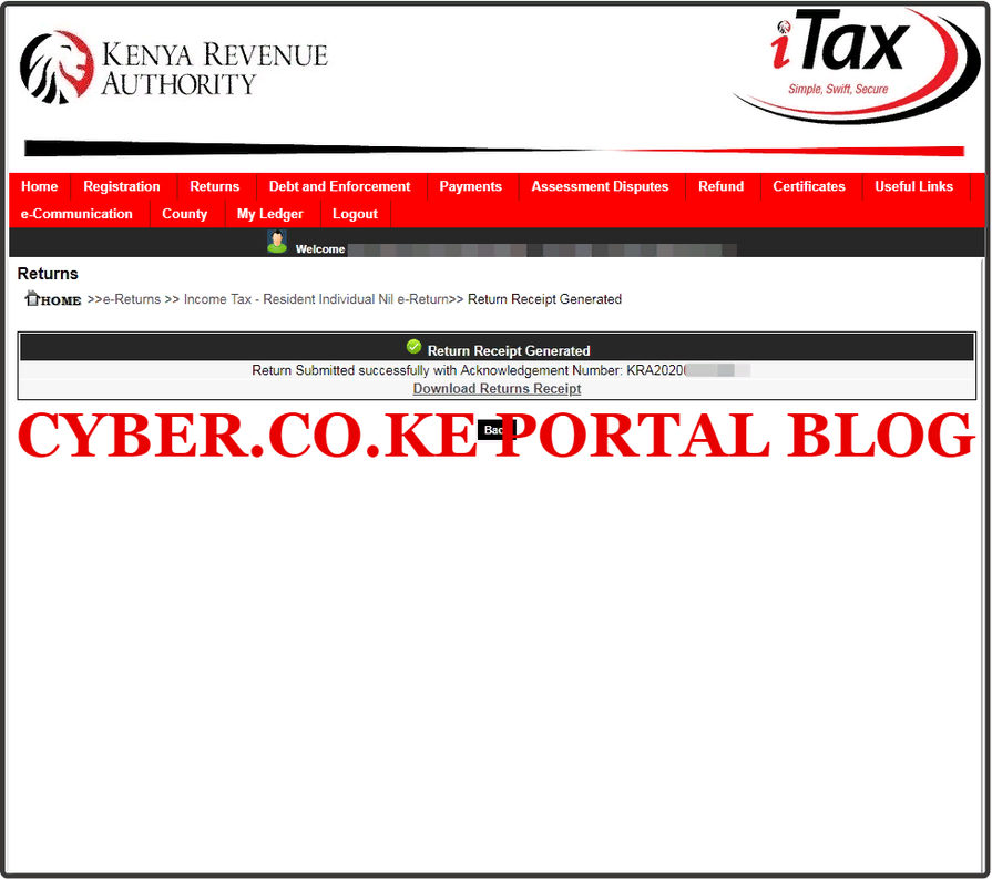 download kra returns receipt