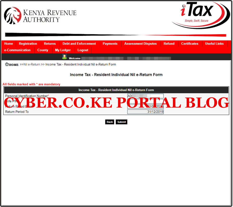 fill kra nil returns form