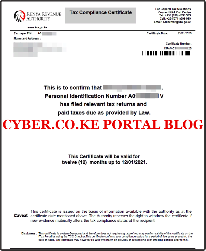 kra clearance certificate form