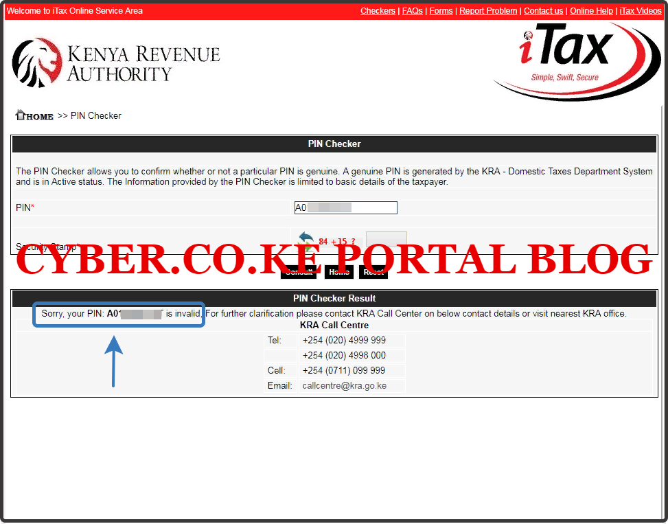 kra pin checker results output