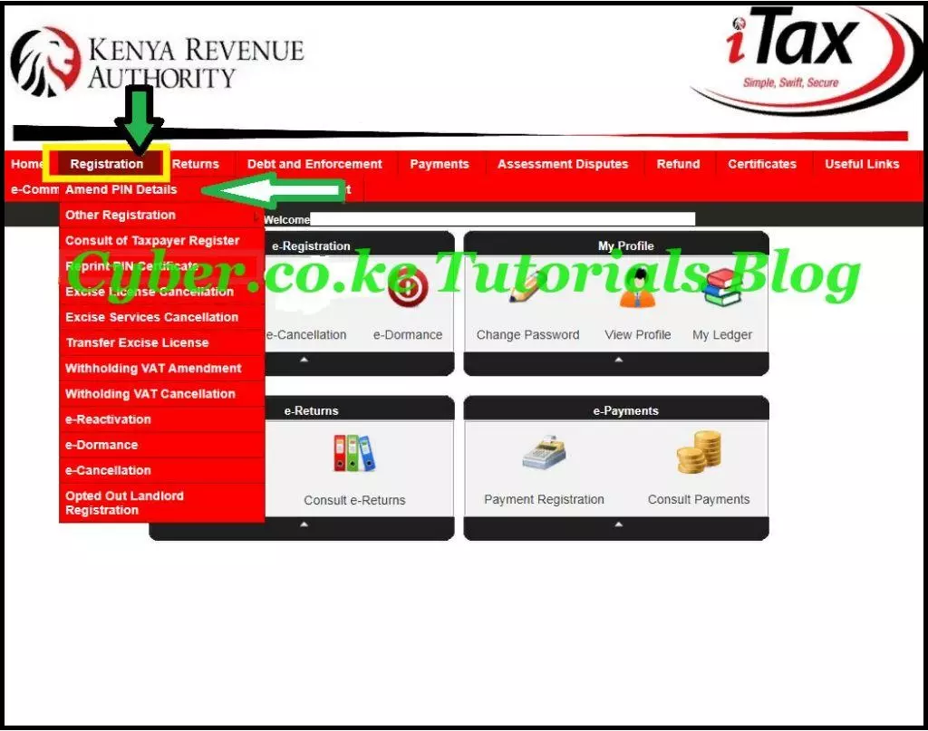 click on amend kra pin details section