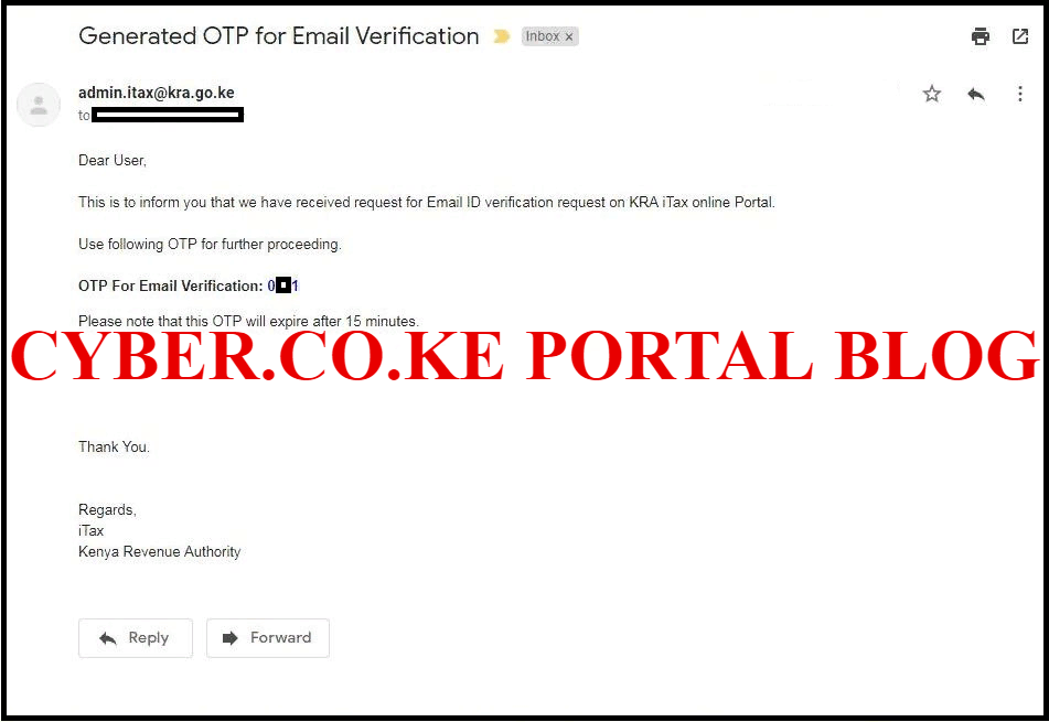 Enter The Generated KRA OTP Verification For KRA Email Verification