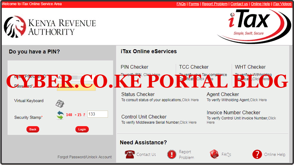 Enter KRA Password and Solve Arithmetic Question