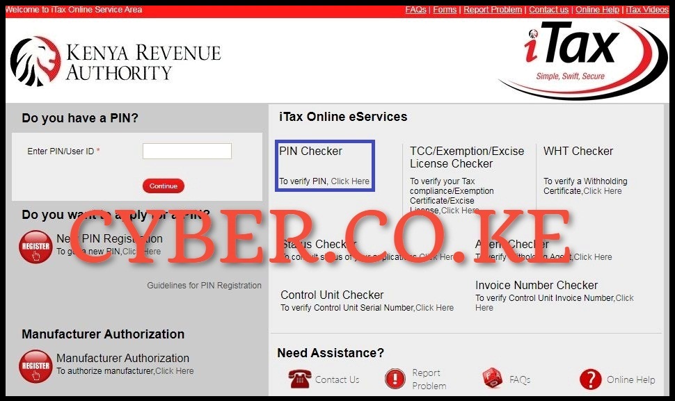 Click On KRA PIN Checker Functionality