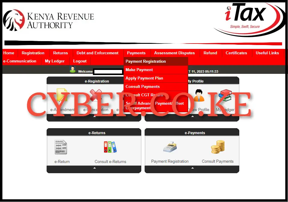 Click on Payments then Payment Registration