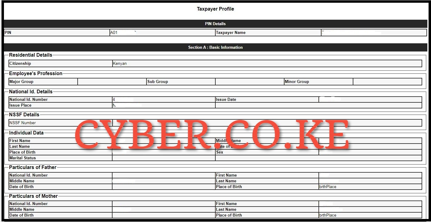 Download KRA Taxpayer Profile