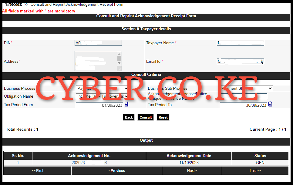 Fill the Consult and Reprint Acknowledgement Receipt Form