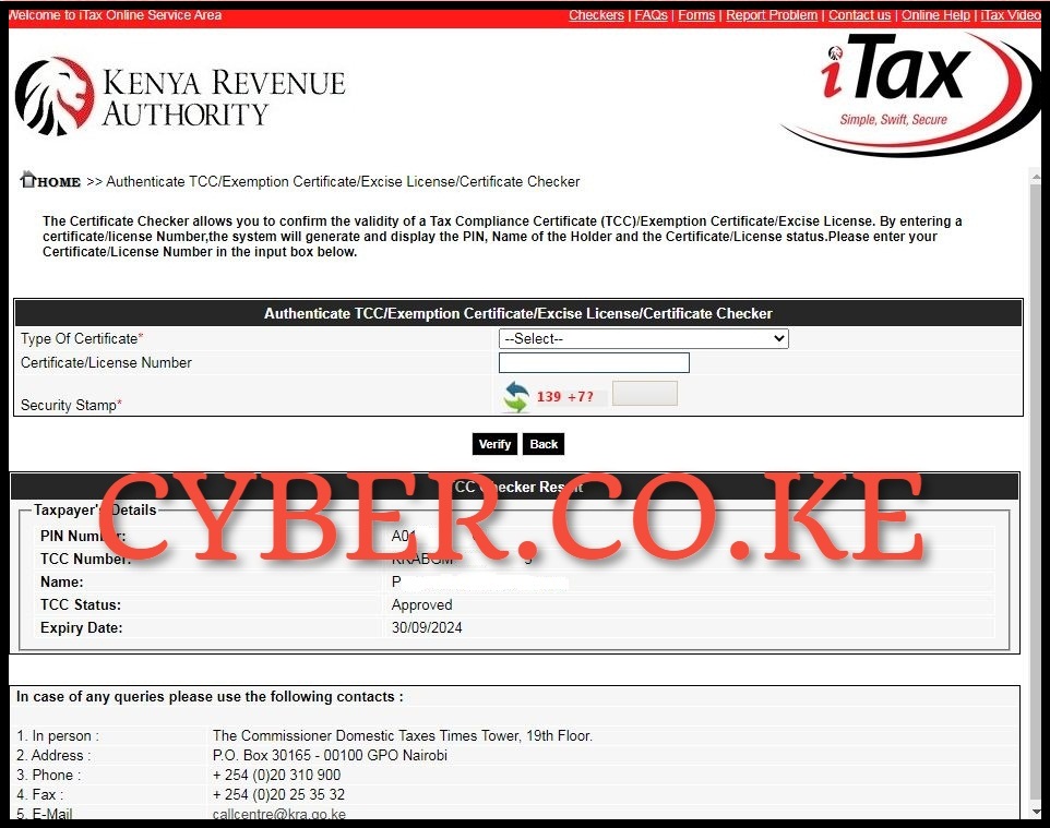 Tax Compliance Certificate Checker Results