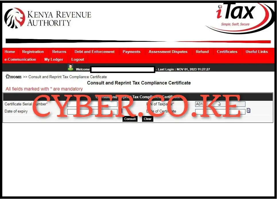 Consult and Reprint Tax Compliance Certificate (TCC)