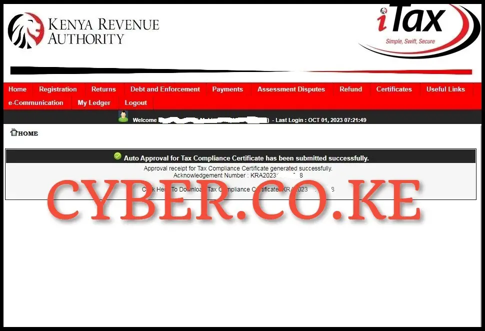 Download Tax Compliance Certificate