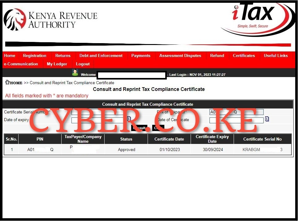 Download The Recovered KRA Clearance Certificate 