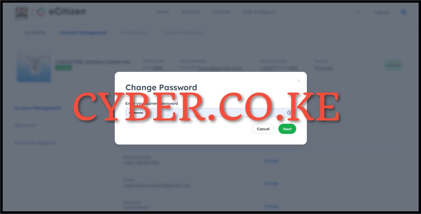 Enter Your Current eCitizen Password