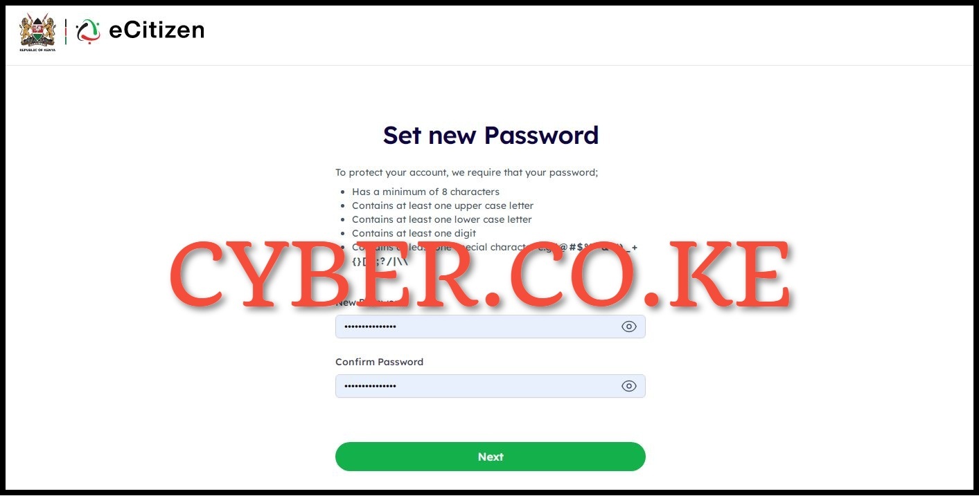 Set New eCitizen Password 