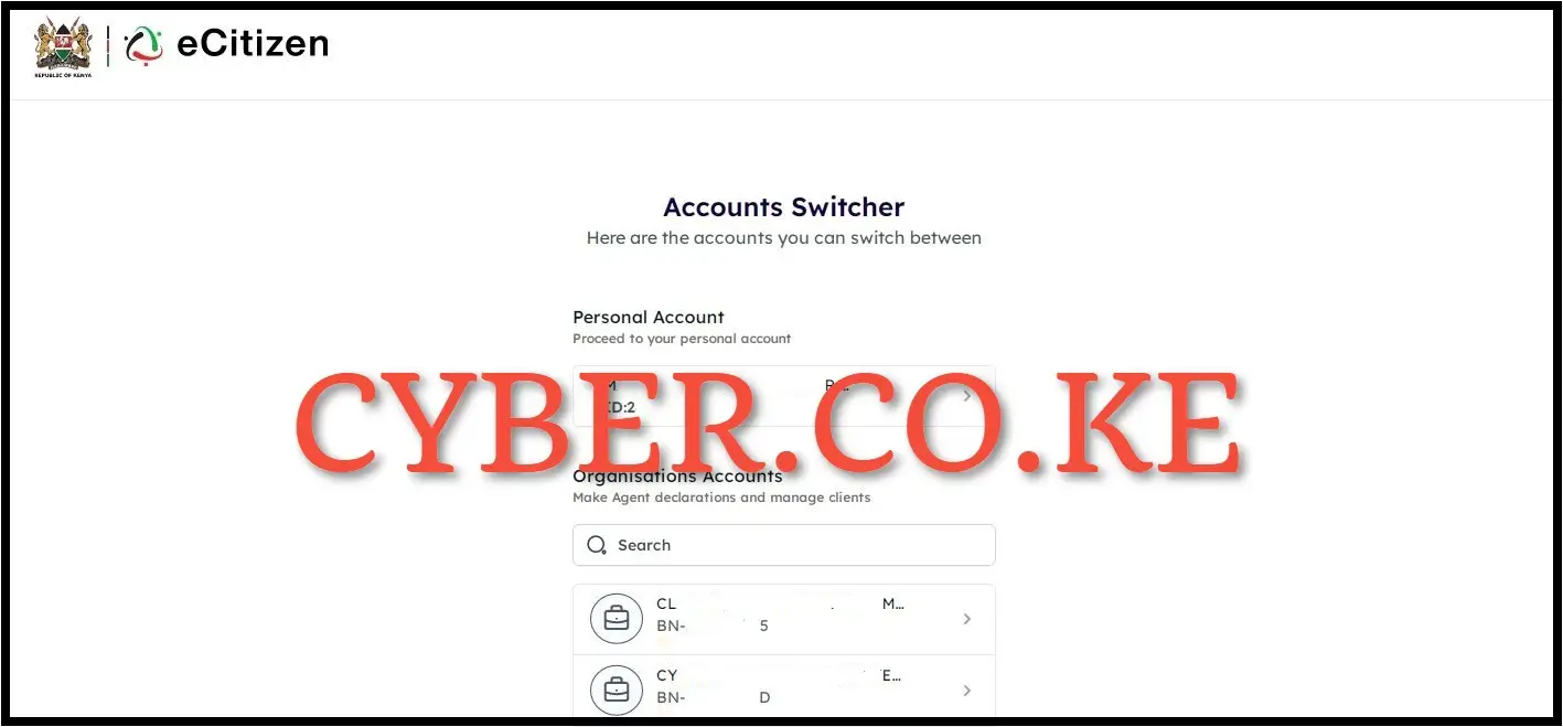 eCitizen Accounts Switcher