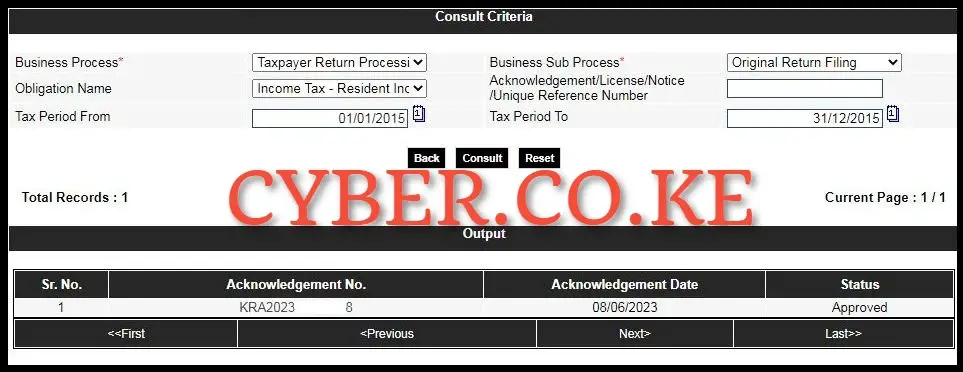 Download KRA Nil Returns Receipt