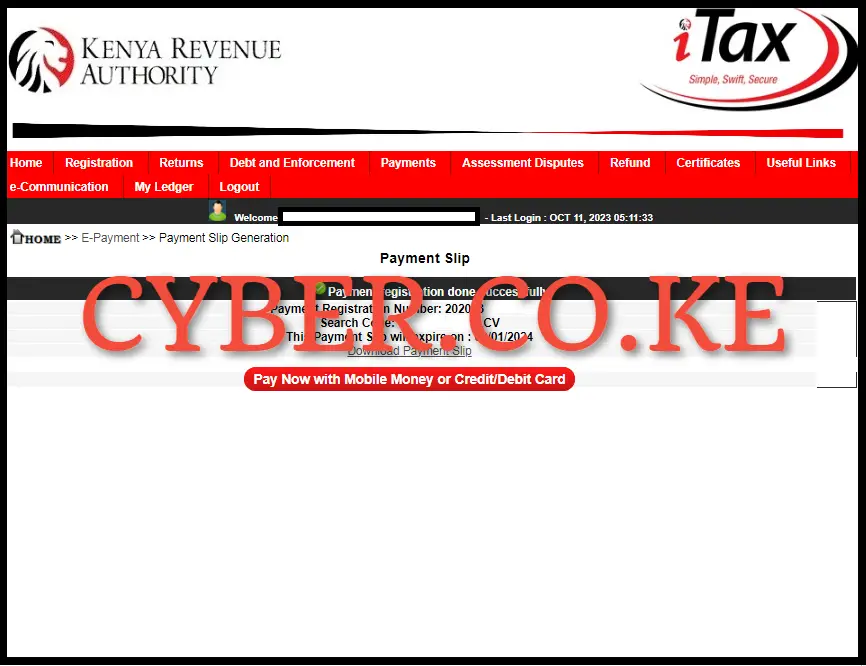 Download KRA Payment Registration Number (PRN)