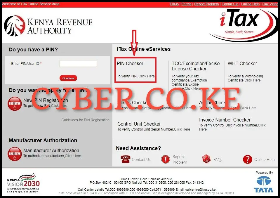 Click On KRA PIN Checker