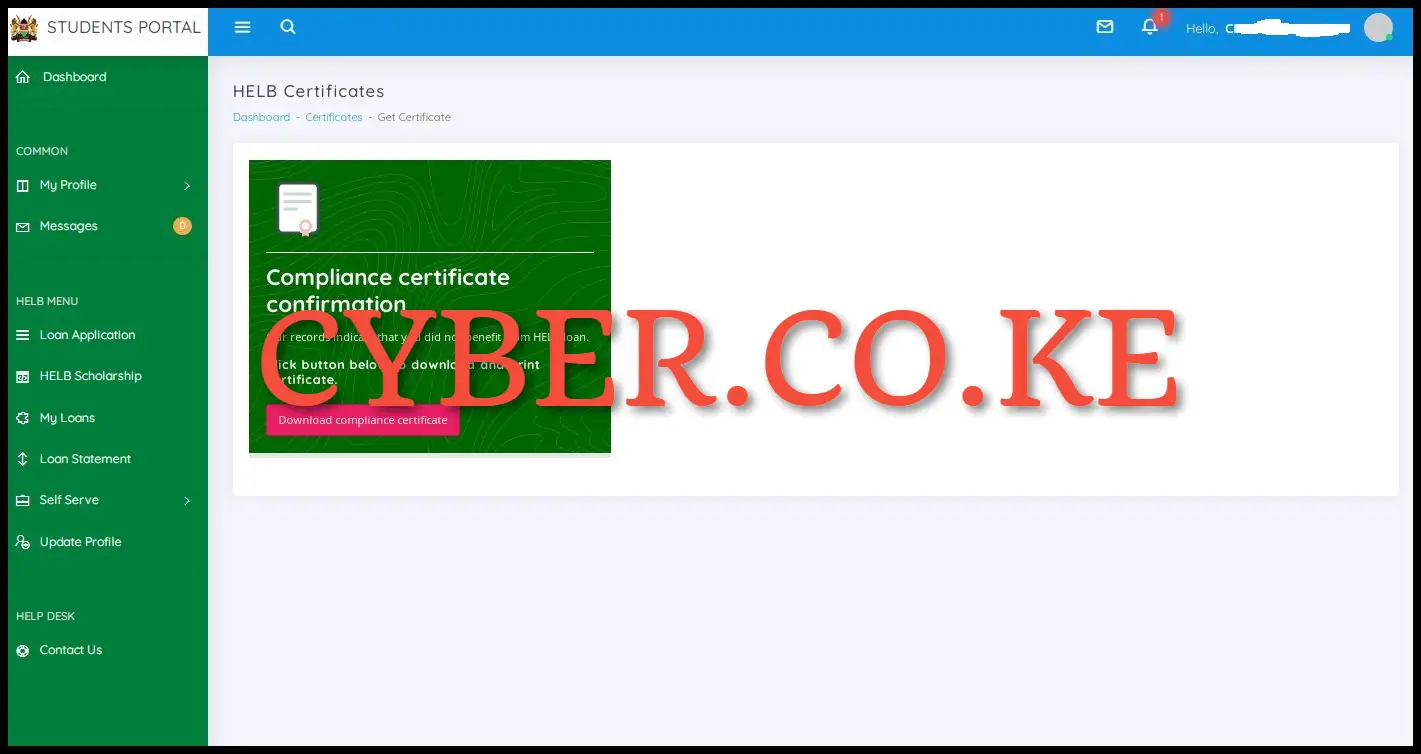 Download HELB Compliance Certificate