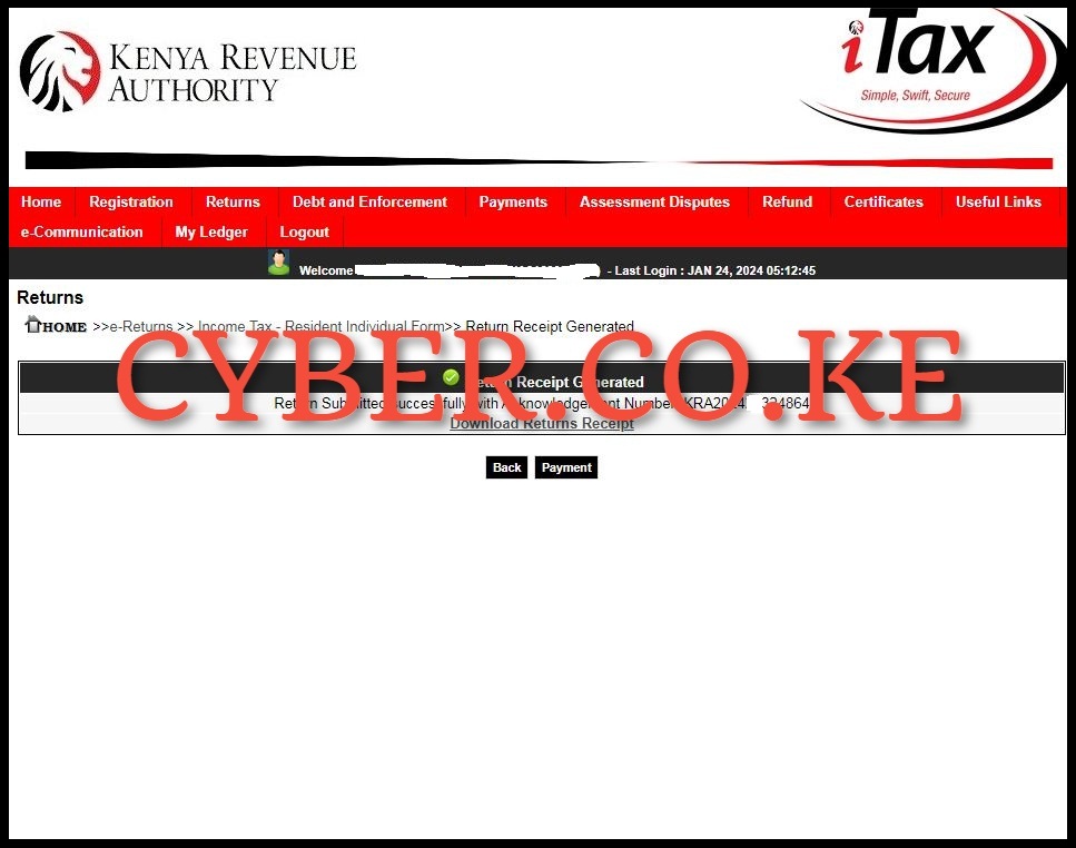 download kra e-returns acknowledgement receipt