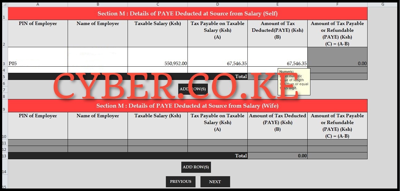 fill in the paye deducted details