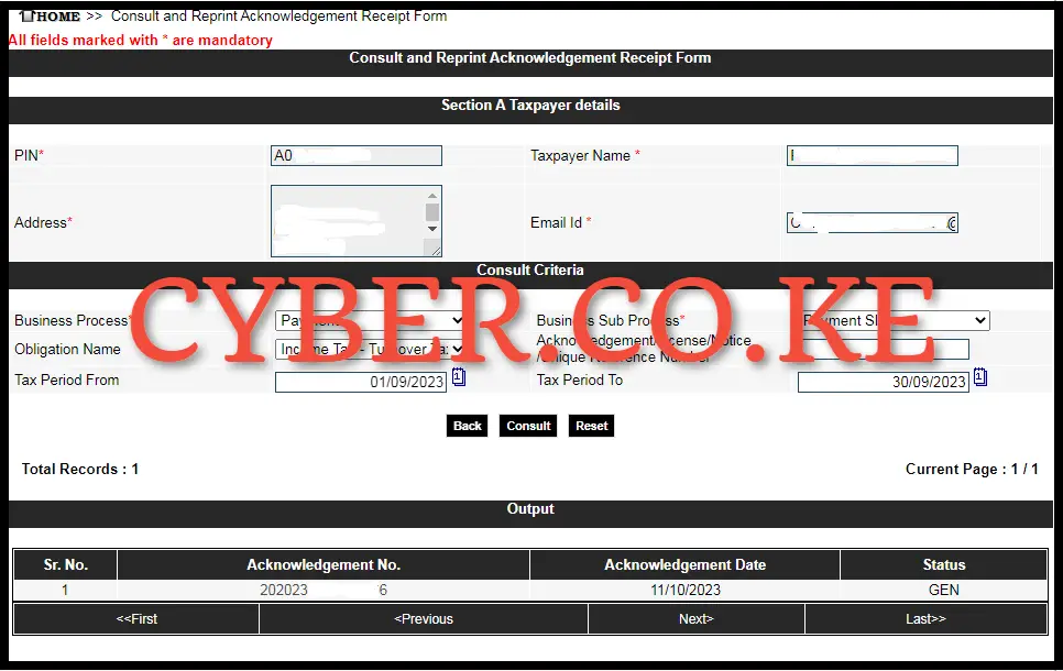 Fill In The Consult and Reprint Acknowledgement Receipt Form