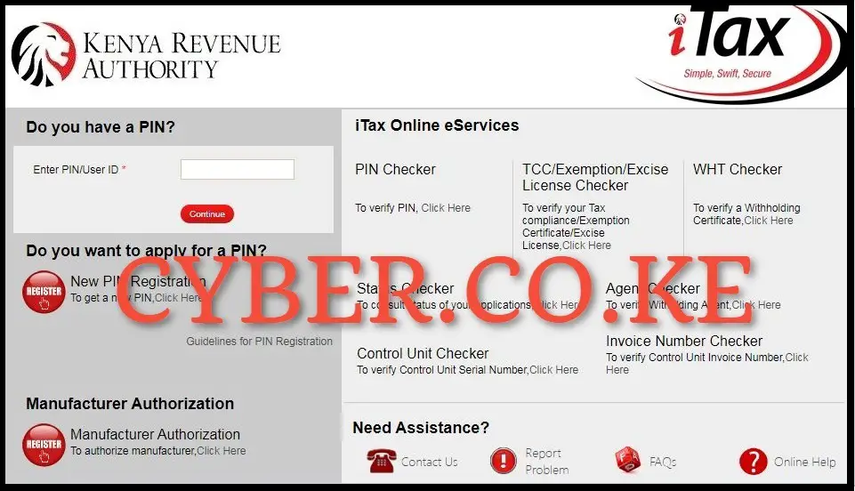 The first step in the process of downloading KRA e-Return Receipt is to visit iTax (KRA Portal) by using https://itax.kra.go.ke/KRA-Portal/