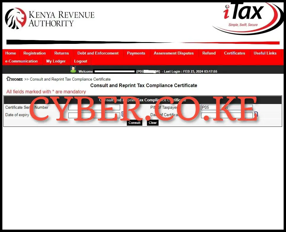 Consult and Reprint Tax Compliance Certificate (TCC)