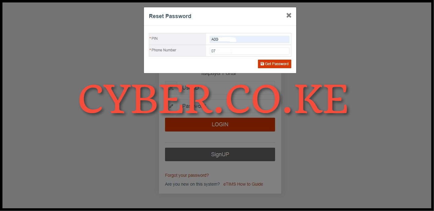 Enter KRA PIN Number and Phone Number