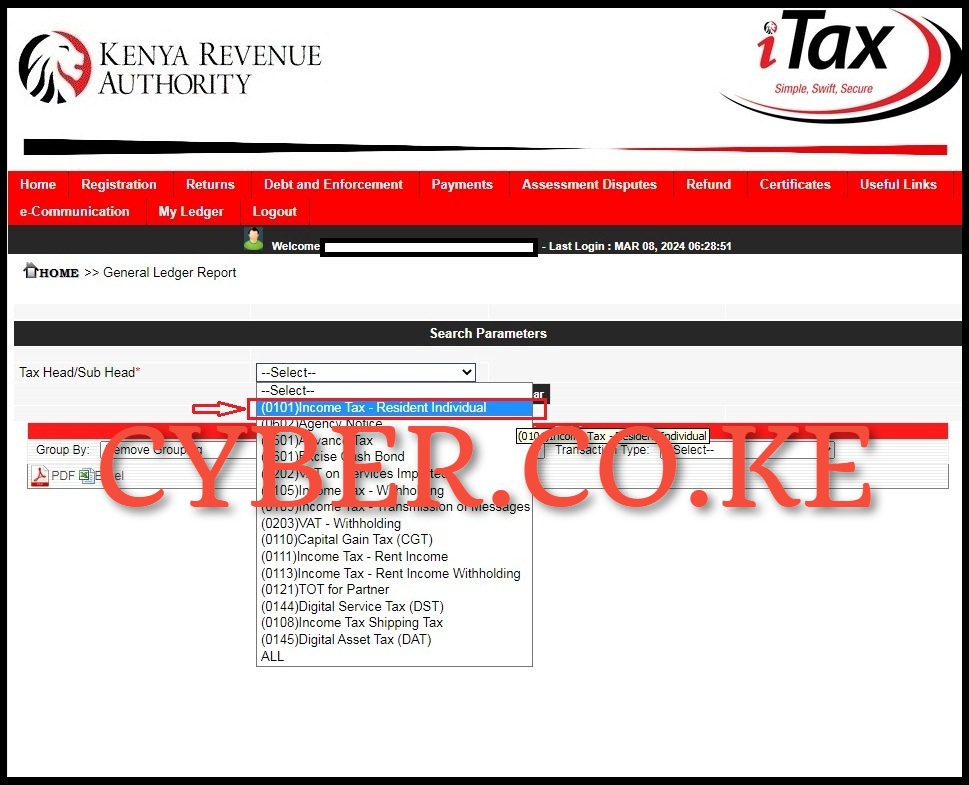 General Ledger Report Search Parameters 