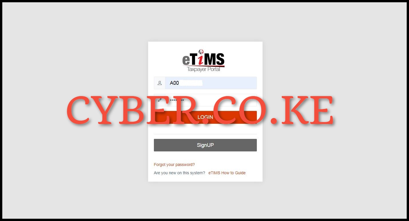 Login Into eTIMS Taxpayer Portal