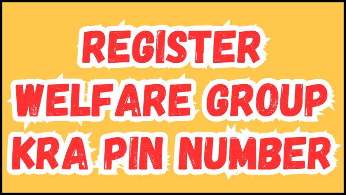 Register Welfare Group KRA PIN Number - Submit your service request online and get KRA PIN Number and KRA PIN Certificate via Email Address and WhatsApp.